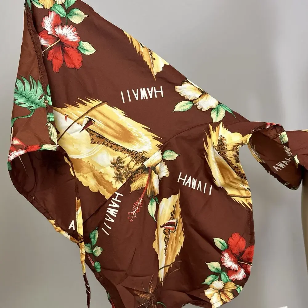 NEW Vintage Hawaiian Set Medium Wrap Shorts Triangle Bikini Top Hukilau Fashions